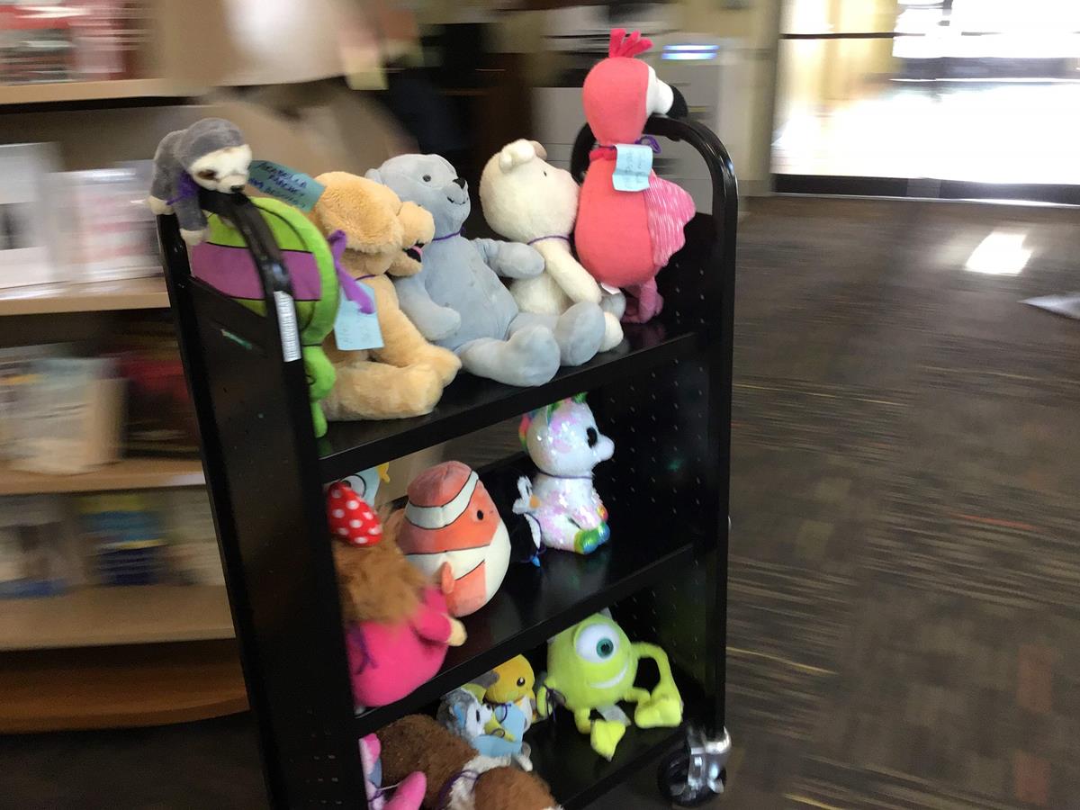 Plushes on a Rolling Cart